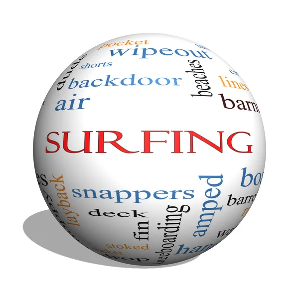 Surfing 3D kugle Word Cloud Concept - Stock-foto