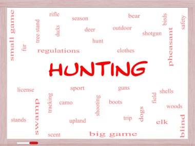 kelime bulutu kavramı bir beyaz tahta üzerinde avcılık
