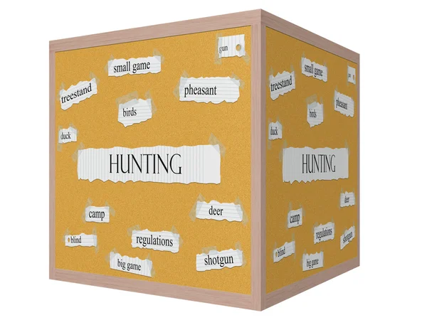 Hunting 3D cube Corkboard Word Concept — Stock Photo, Image