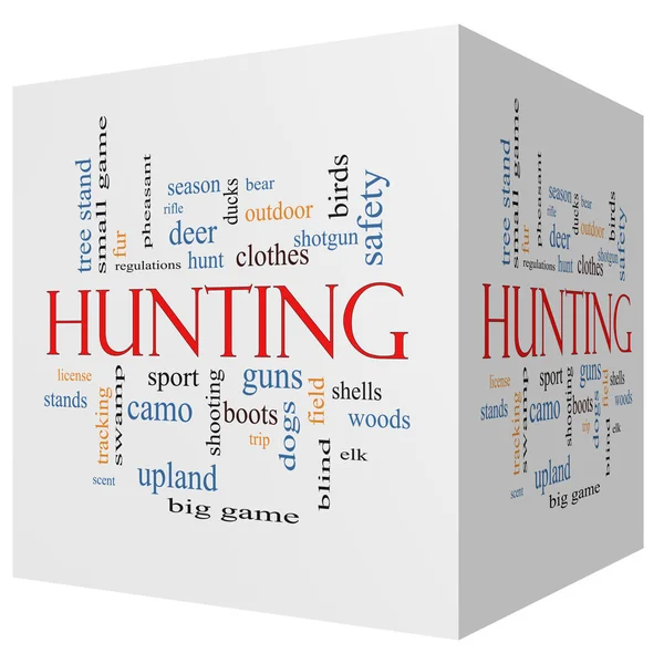 Caza 3D cubo Word Cloud Concept —  Fotos de Stock