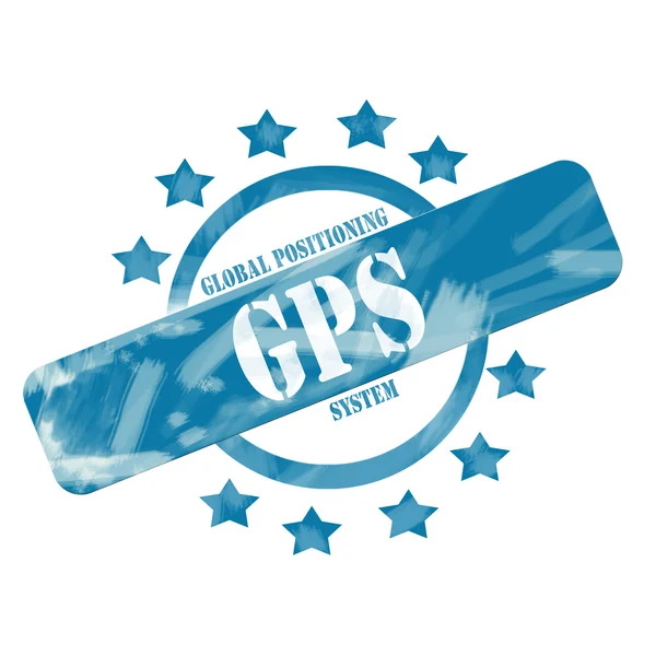 Design Blue Weathered GPS Stamp Circle and Stars — Photo