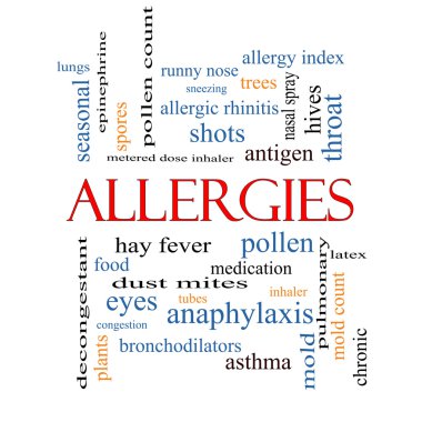 Allergies Word Cloud Concept clipart