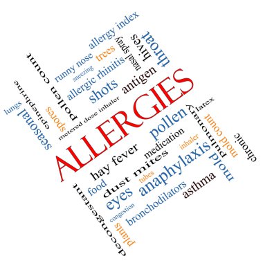 Allergies Word Cloud Concept Angled clipart