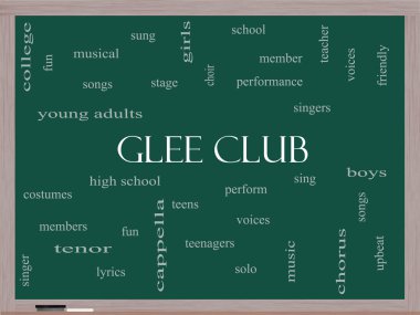 Glee Club Word Cloud Concept on a Blackboard clipart