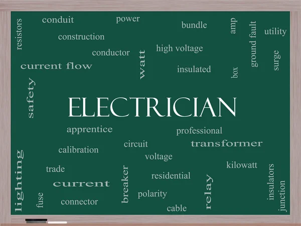 Electrician Word Cloud Concept on a Blackboard — Stock Photo, Image