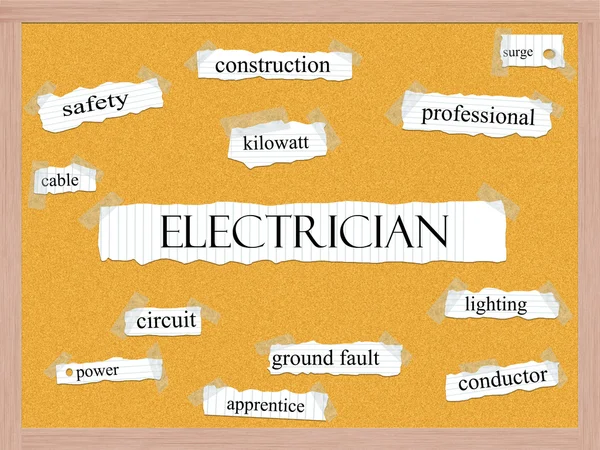 Electrician Corkboard Word Concept — Fotografie, imagine de stoc