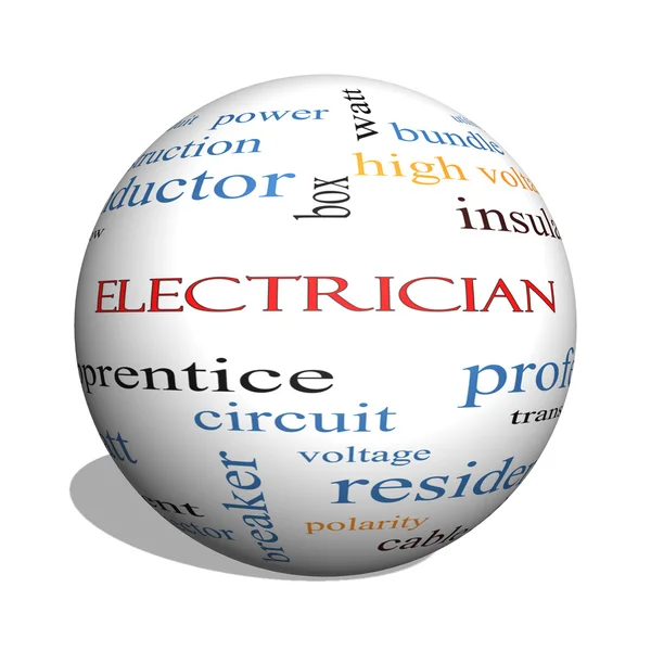 Electrician 3D sphere Word Cloud Concept — Stock Photo, Image