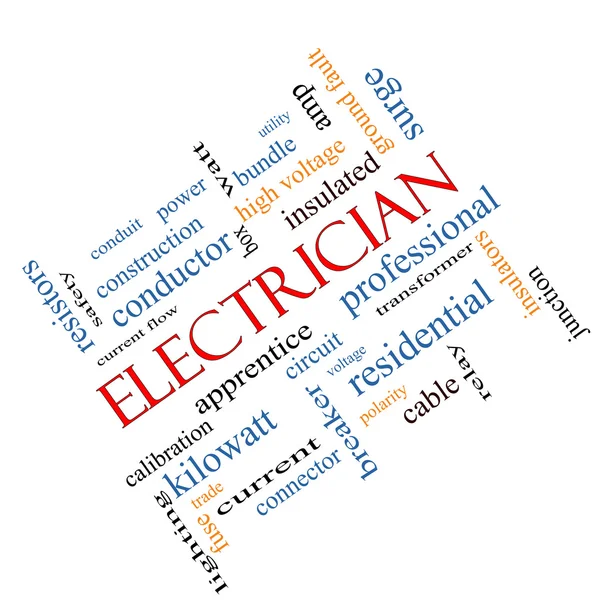 Electrician Word Cloud Concept Angled — Stock Photo, Image