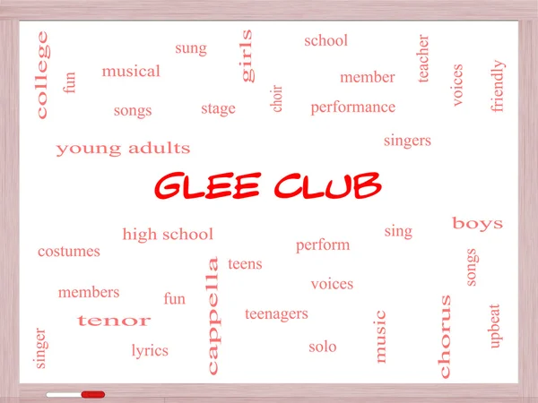 Glee Club Word Cloud Concept on a Whiteboard — Stock Photo, Image