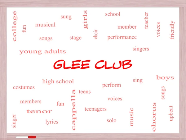 Glee Club Word Cloud Concept sur un tableau blanc — Photo