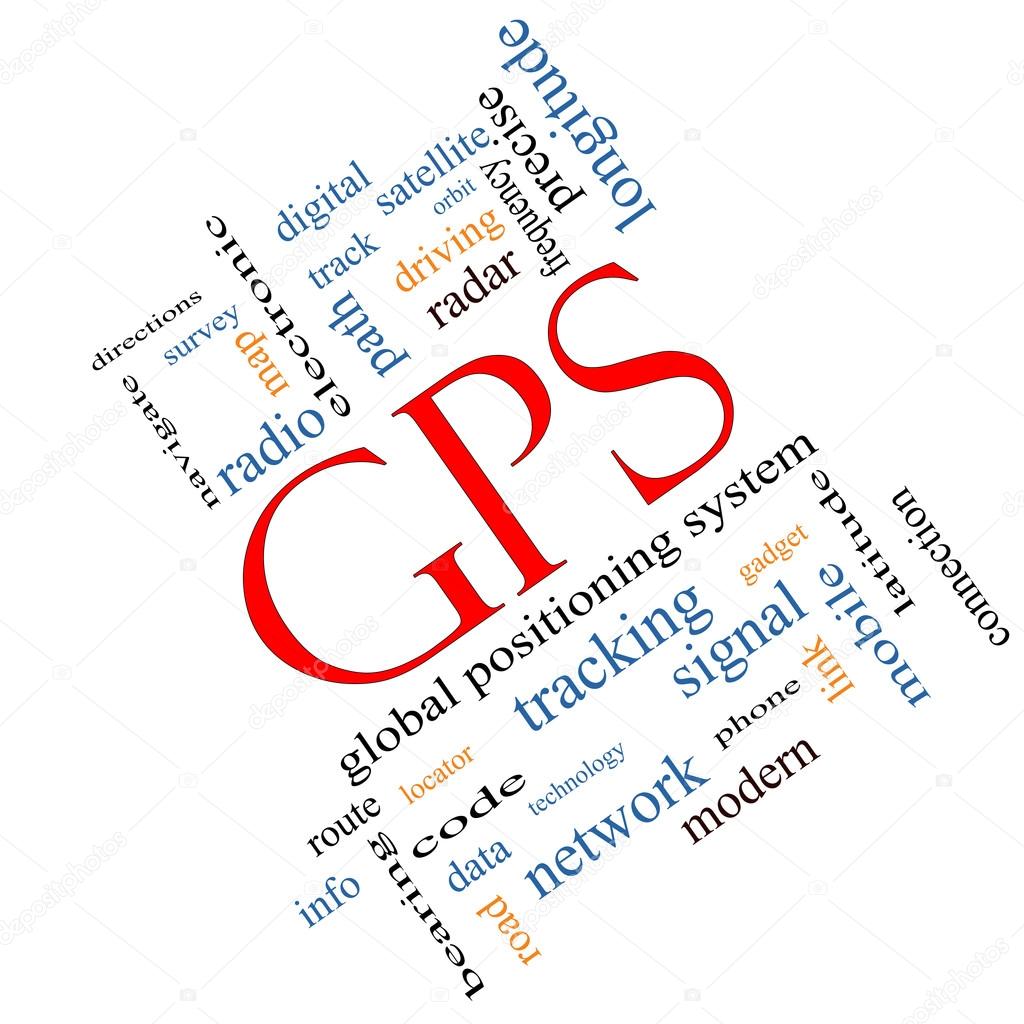 GPS Word Cloud Concept Angled