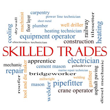 Skilled Trades Word Cloud Concept clipart