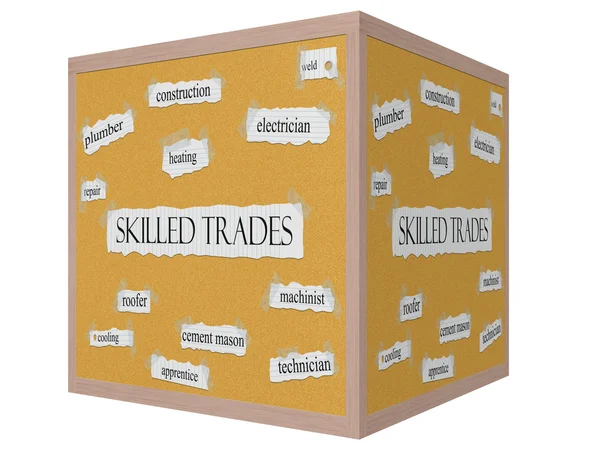 Skilled Trades 3D cube Corkboard Word Concept — Stock Photo, Image