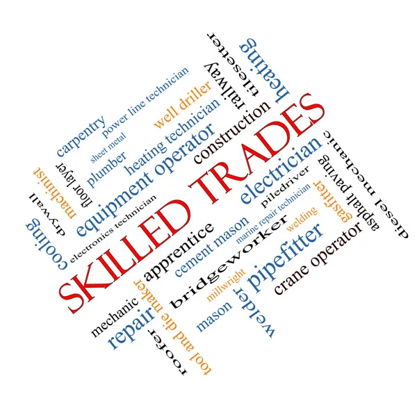 Skilled Trades Word Cloud Concept Angled — Stock Photo, Image
