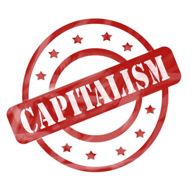 Kırmızı yıpranmış kapitalizm damga daireler ve yıldız