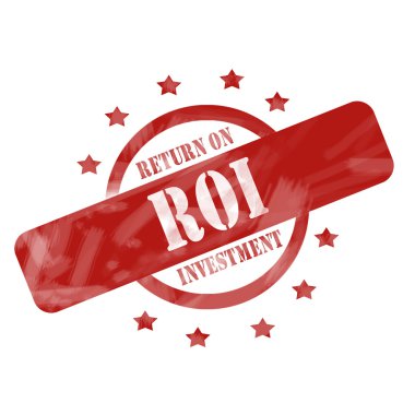 Kırmızı yıpranmış ROI damga daire ve yıldız tasarım