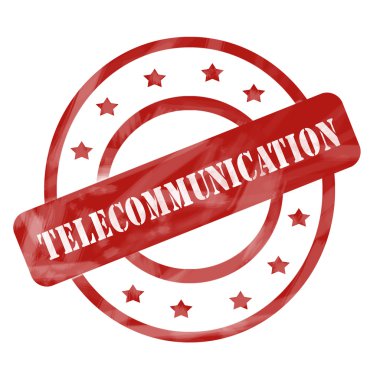 Kırmızı yıpranmış telekomünikasyon damga daireler ve yıldız