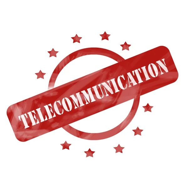 Červené zvětralých telekomunikační razítko kruh a hvězdy design — Stock fotografie