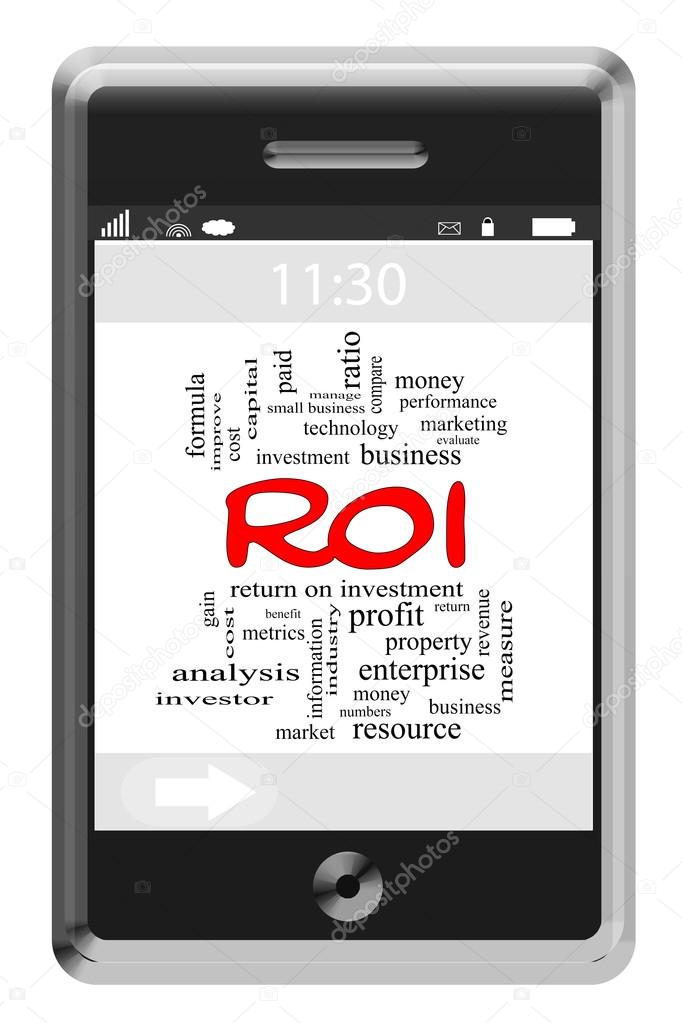 ROI Word Cloud Concept on Touchscreen Phone