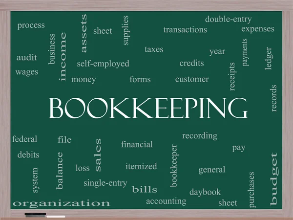 Bookkeeping Word Cloud Concept on a Blackboard — Stock Photo, Image