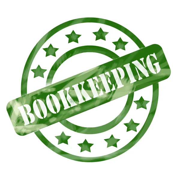 Green Weathered Bookkeeping Stamp Circles and Stars — Stock Photo, Image