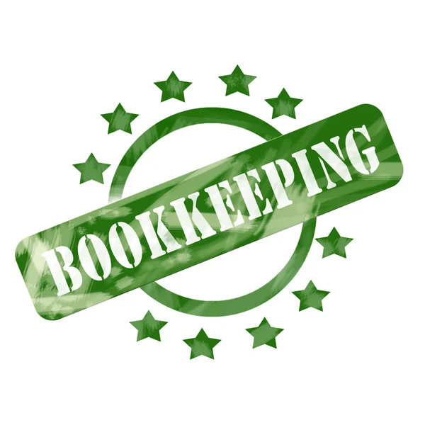 Green Weathered Bookkeeping Stamp Circle and Stars design — Stock Photo, Image