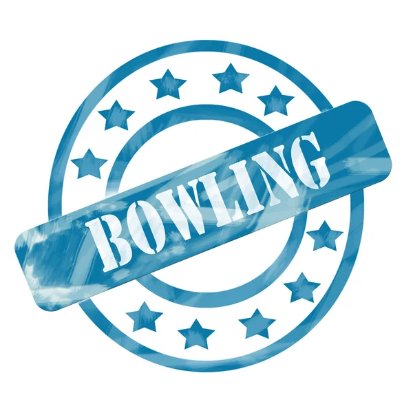 Blauwe verweerde bowling stempel cirkels en sterren — Stockfoto