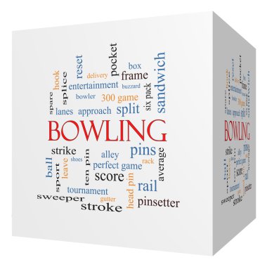Bowling 3D cube Word Cloud Concept clipart