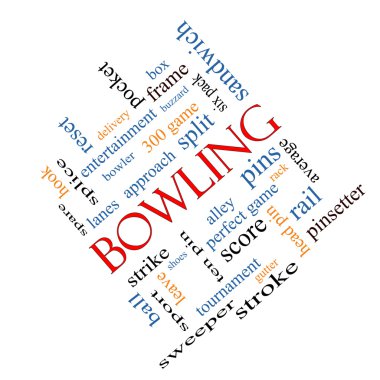 Bowling Word Cloud Concept Angled clipart