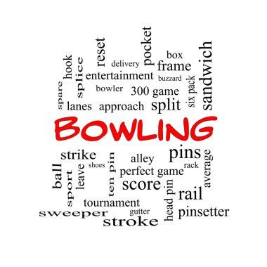 Bowling Word Cloud Concept in red caps clipart