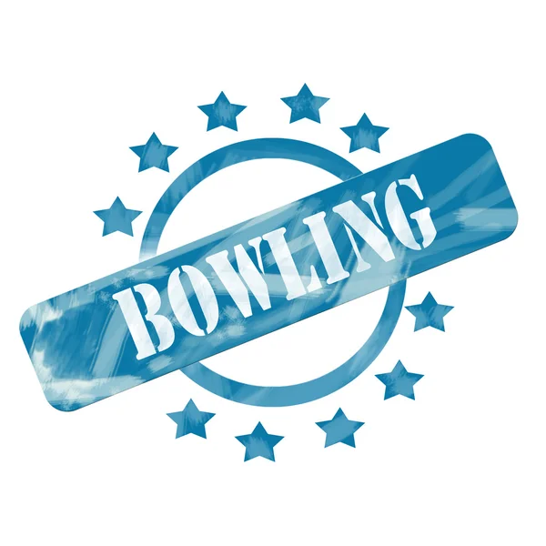 Blau verwitterter Bowlingstempelkreis und Sterne-Design — Stockfoto