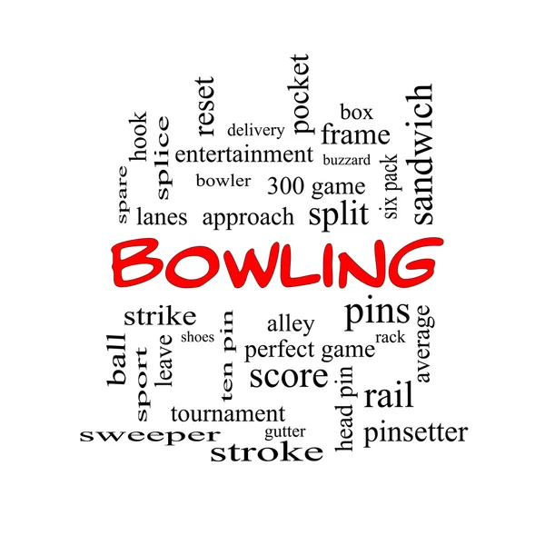 Bowling Word Cloud Concept în capace roșii — Fotografie, imagine de stoc