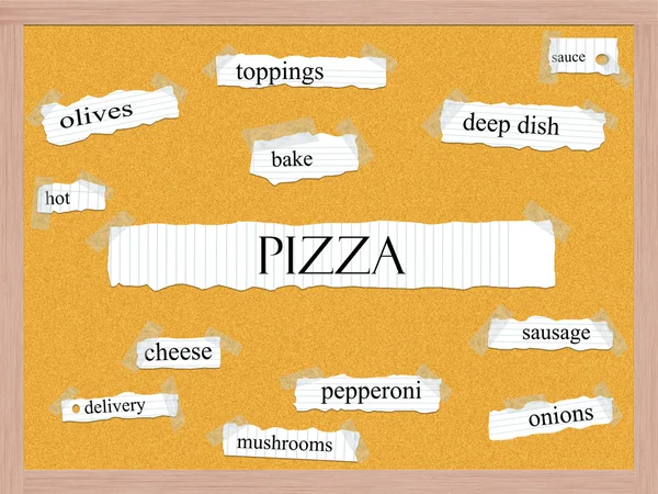 Pizza Corkboard Word Concept — Stock Photo, Image