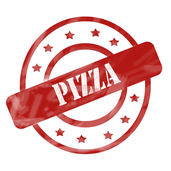 빨간 풍된 피자 스탬프 동그라미와 별 — 스톡 사진