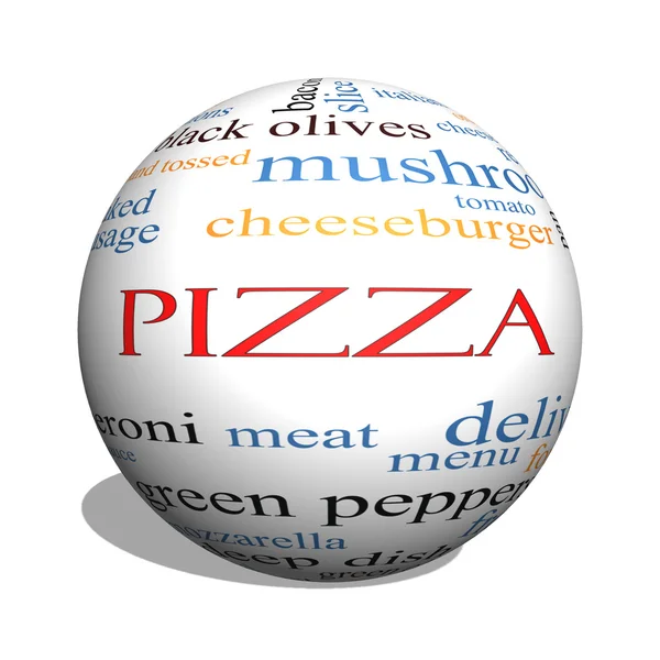 Pizza 3D esfera Word Cloud Concept — Fotografia de Stock