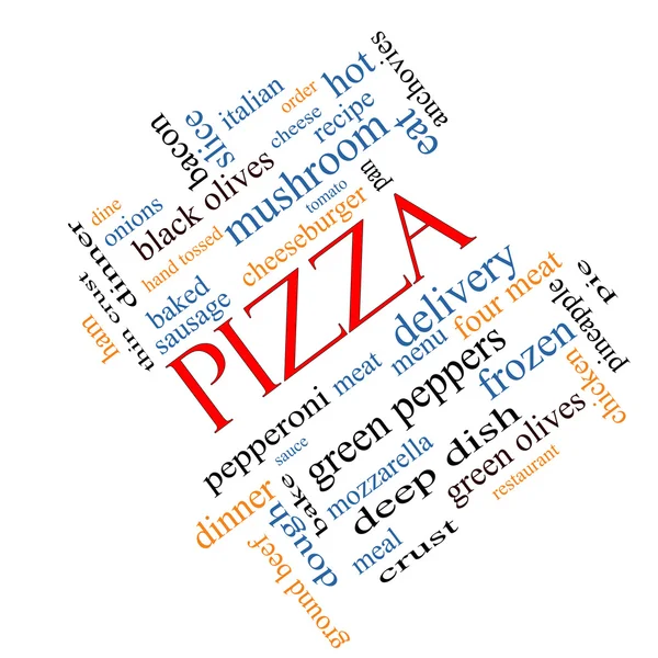 Pizza Word Cloud Concept Angled — Stock Photo, Image