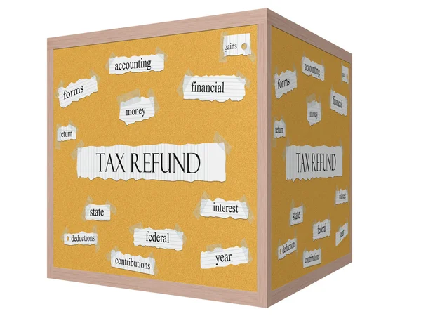 Tax Refund 3D cube Corkboard Word Concept — Stock Photo, Image