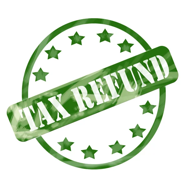 Green Weathered Tax Refund Stamp Circle and Stars — Stock Photo, Image