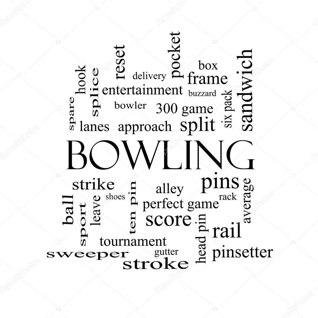 Bowling Word Cloud Concept in black and white