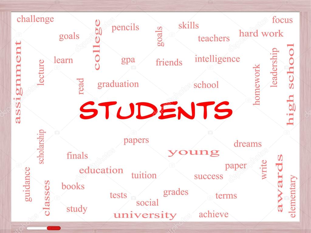 Students Word Cloud Concept on a Whiteboard