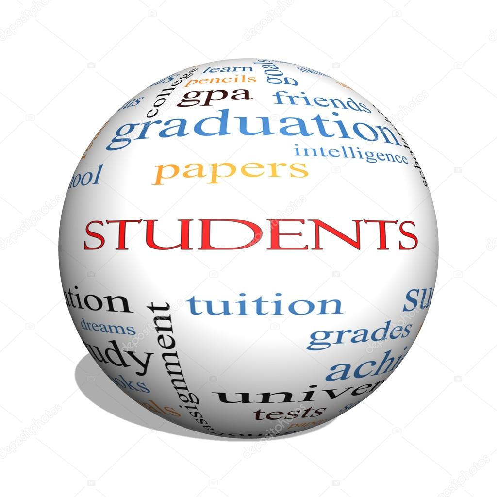 Students 3D sphere Word Cloud Concept