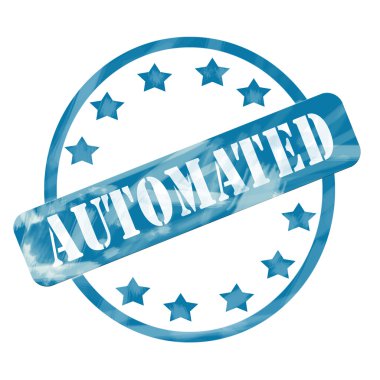 Mavi yıpranmış otomatik damga daire ve yıldız