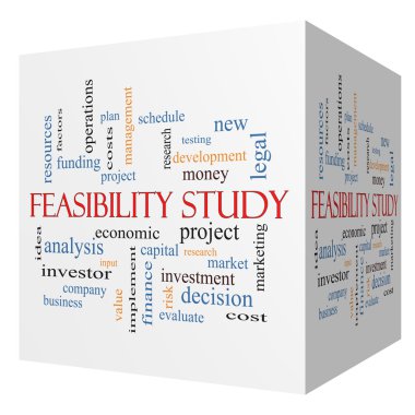 Feasibility Study 3D cube Word Cloud Concept clipart