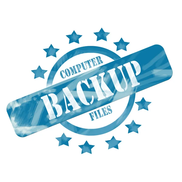 Blau verwitterte Backup-Computerdateien Stempelkreis und Sterne Design — Stockfoto