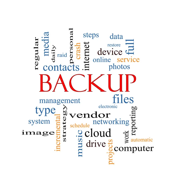 Backup ordet moln koncept — Stockfoto