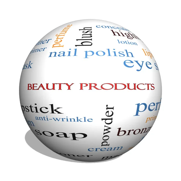 Productos de belleza esfera 3D Word Cloud Concept — Foto de Stock