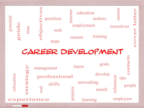 Career Development Word Cloud Concept on a Whiteboard — Stock Photo, Image