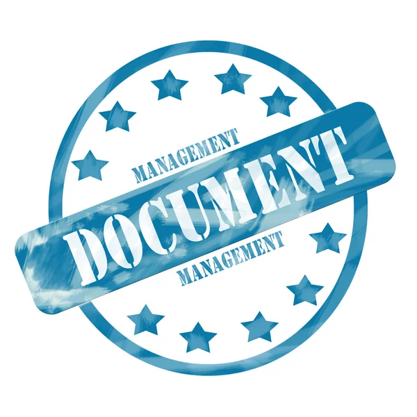Blue Weathered Document Management Stamp Circle and Stars — Stock Photo, Image