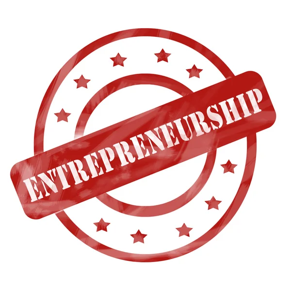 Red Weathered Entrepreneurship Stamp Circles and Stars — Stock Photo, Image