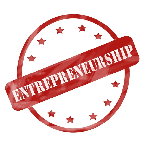 Red Weathered Entrepreneurship Stamp Circle y estrellas — Foto de Stock